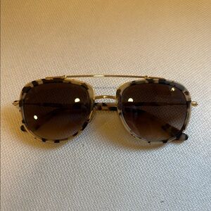 KREWE Brown Tortoise Sunglasses with Gold Details